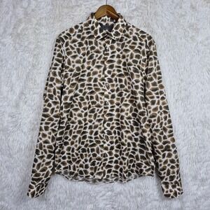 S.P.O. Sand Copenhagen Mens Giraffe Long Sleeve Button Down Shirt Brown Size 42